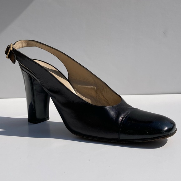 CHANEL Patent Cap Toe Slingback Pump - Picture 2 of 11